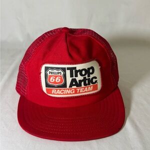 PHILLIPS 66 Trop Artic Racing Red Trucker Snapback Hat Cap USA Vintage Gas & Oil